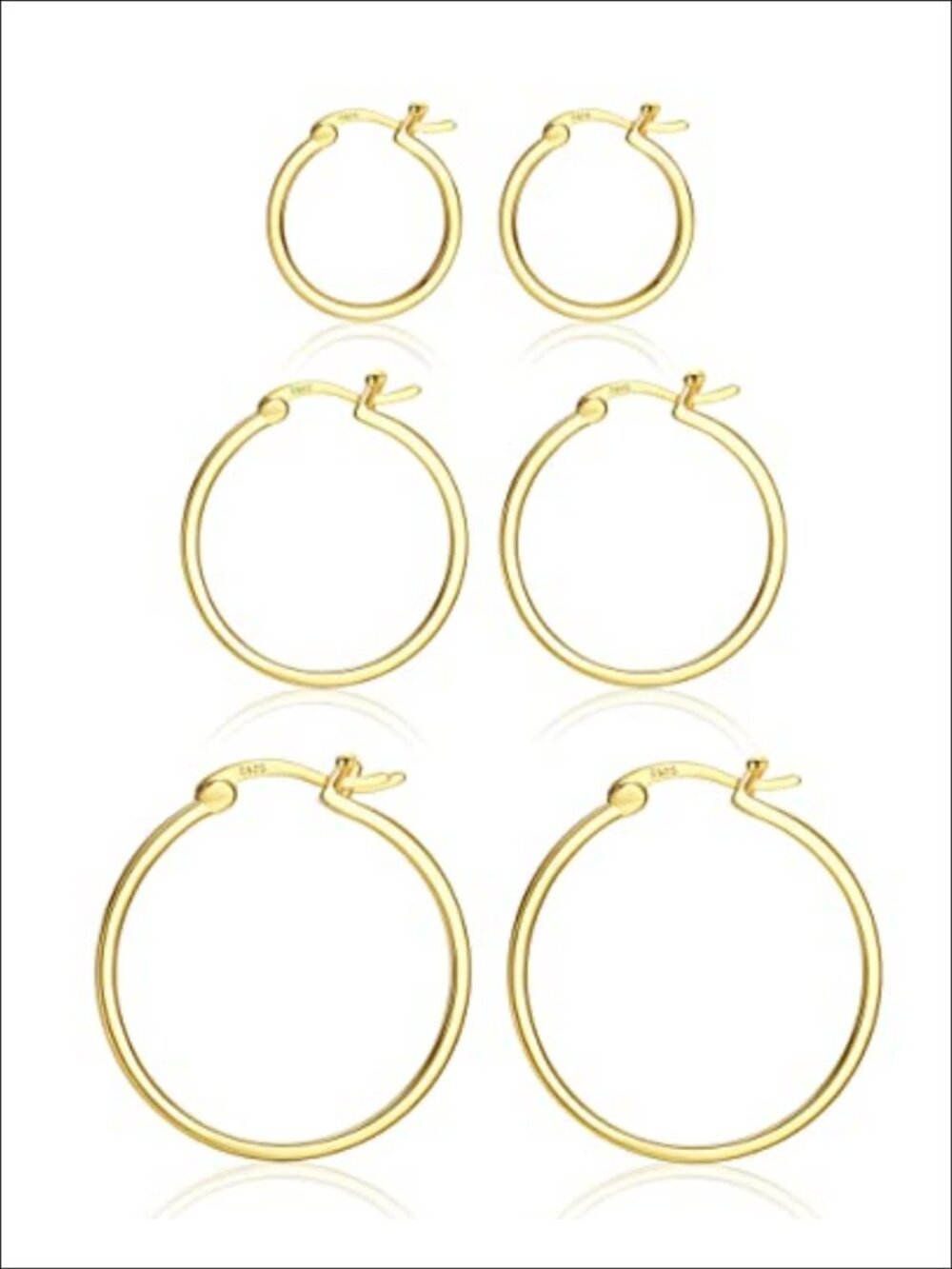 18K Gold Plated 925 Sterling Silver Hoop Earrings Square Tube Hypoallergenic